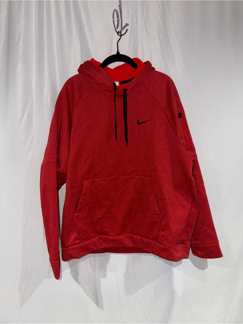 Nike Hoodie Therma-Fit Red Black Pullover Hoodie Long Sleeve Pocket XXL